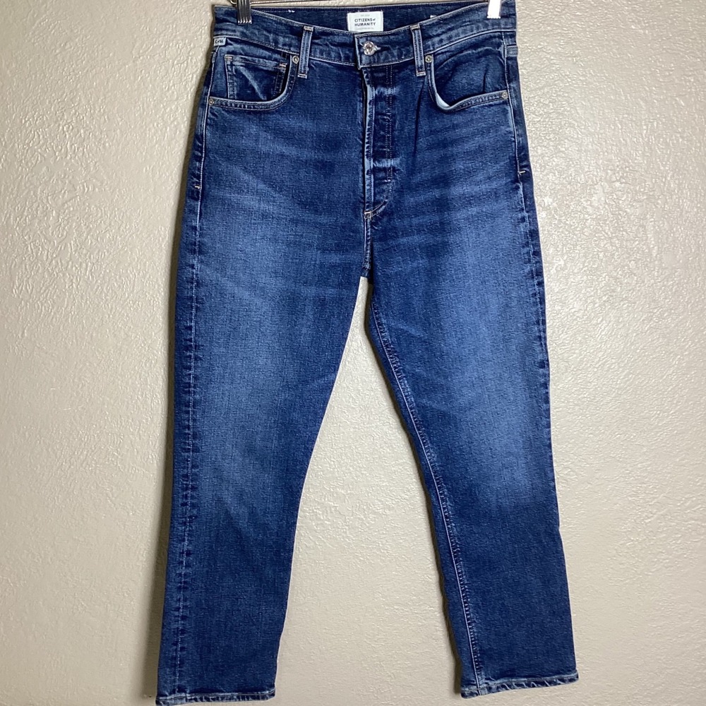 Citizens of Humanity Charlotte Crop High Rise Straight Leg Jeans Blue Size 27